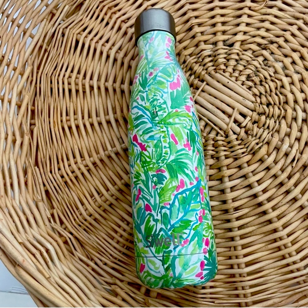 Lilly Pulitzer x Starbucks S'Well Palm Beach Jungle Water Bottle Green and Pink